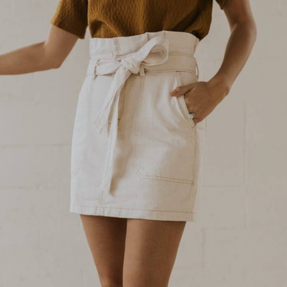Free People Off-white Paper bag denim mini skirt